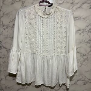 Zara Elegant White Lace Women's Top S